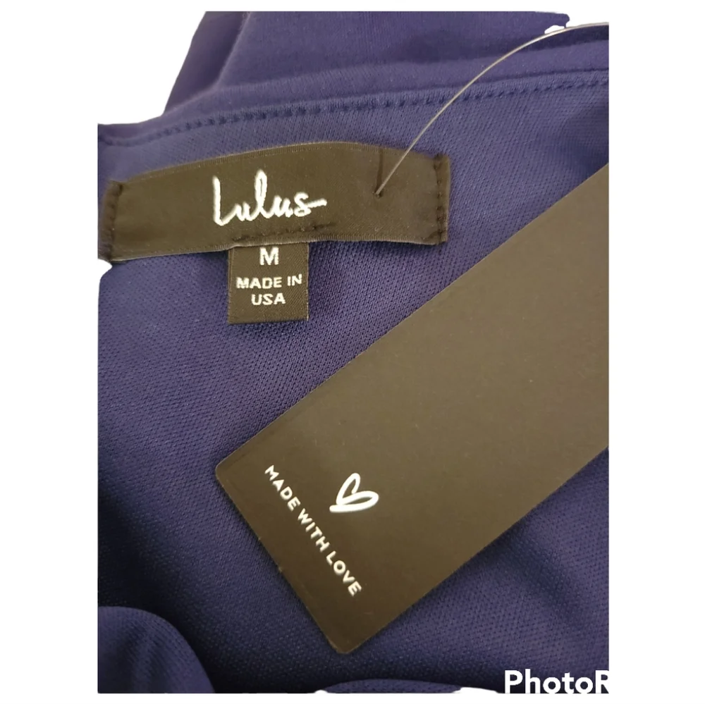 Lulu's Sleeveless Dress V-Neck  Navy Blue Zipper Back - Picture 3 of 4
